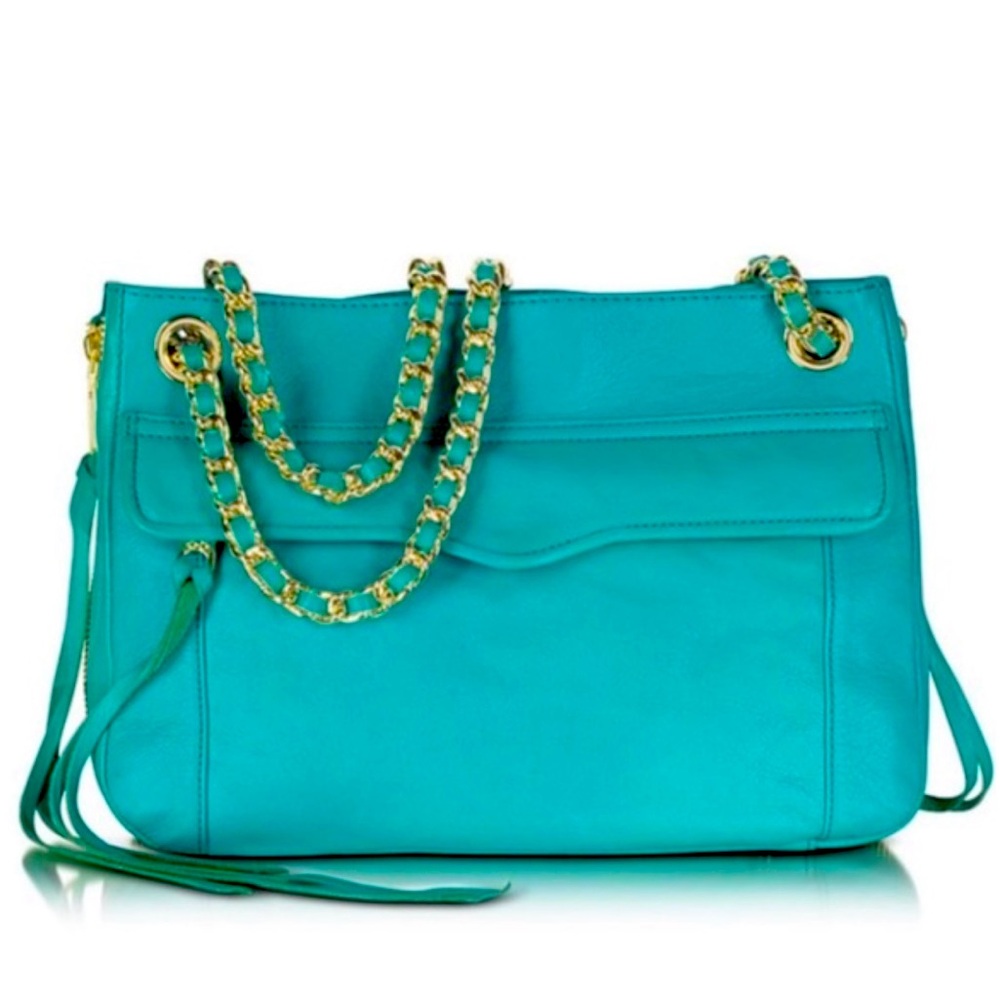 Rebecca Minkoff Teal ‘Swing’ Leather Expandable Side Zip Crossbody/Shoulder Bag